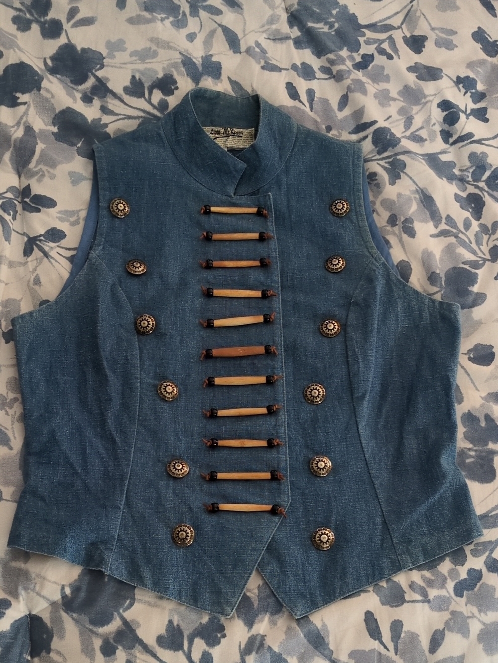 Vintage 80/90s Denim Mckenna Yazhi Vest Western Military Cosplay Wm S